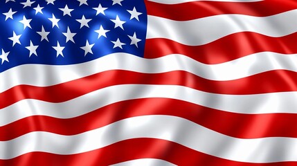 Fototapeta premium American flag waving in the wind with vibrant colors and bright stars during the day