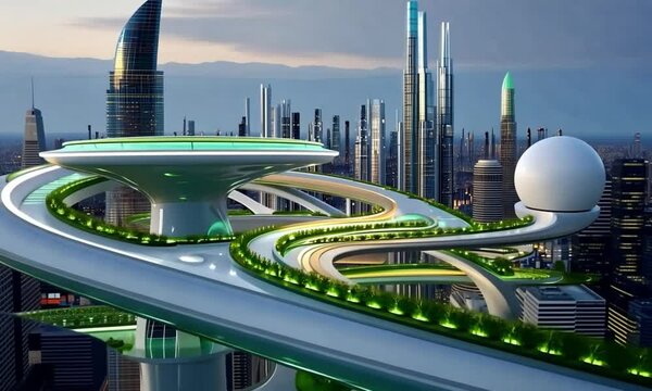 advanced technology in a utopian city