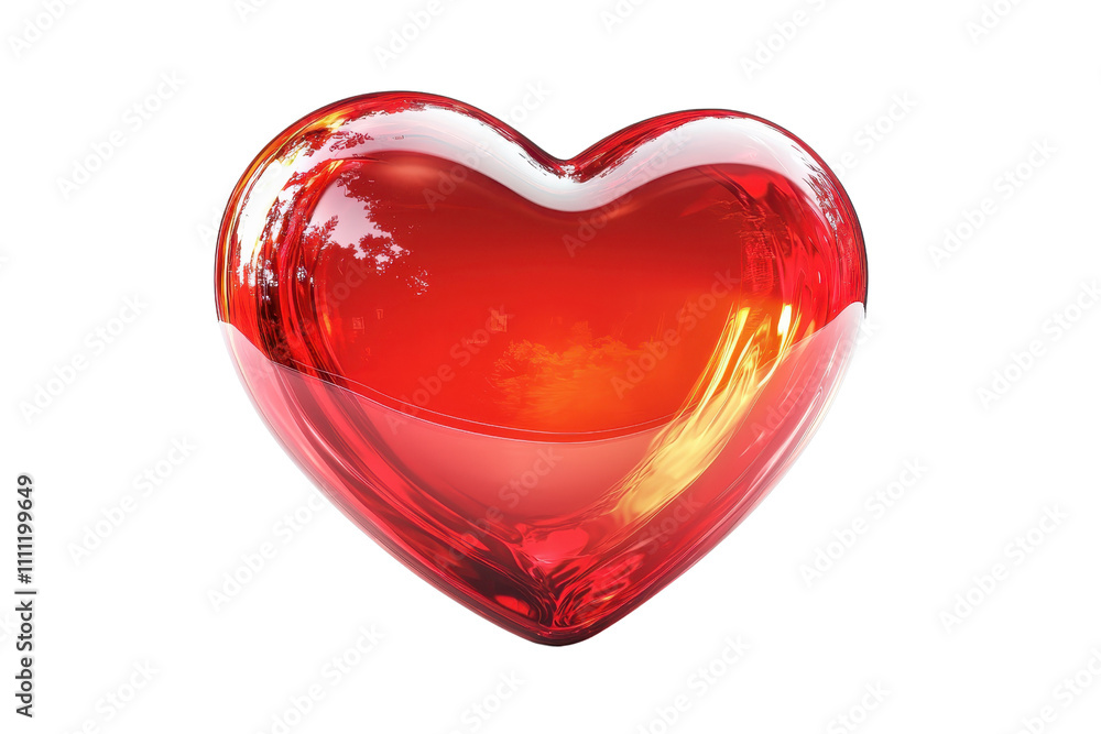 Poster a shiny red heart-shaped object with a smooth surface, exuding warmth and affection.