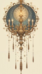 Fototapeta premium Ornate chandelier with celestial accents