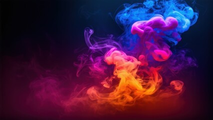 Fototapeta premium Smoke is swirling in the air with a black background