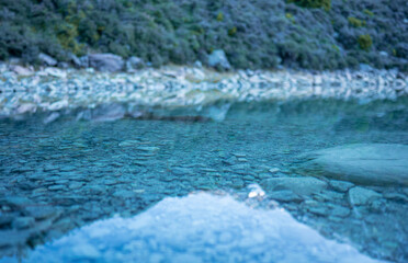 Mt Cook national park in new zealand mountain lake mirror reflection snowy peaks