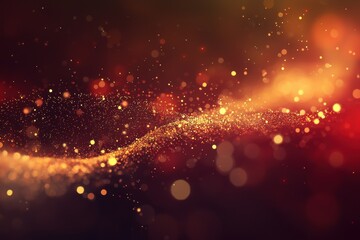 Fototapeta premium Bokeh Licht Hintergrund Glühende Lichter Warmes Gold Rotes Licht Abstrakte Beleuchtung Funkelnde Partikel Atmosphäre Magisches Leuchten Weiches Licht Textur für Design Festliche Stimmung Elegant
