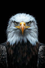 Naklejka premium Majestic bald eagle staring on dark background