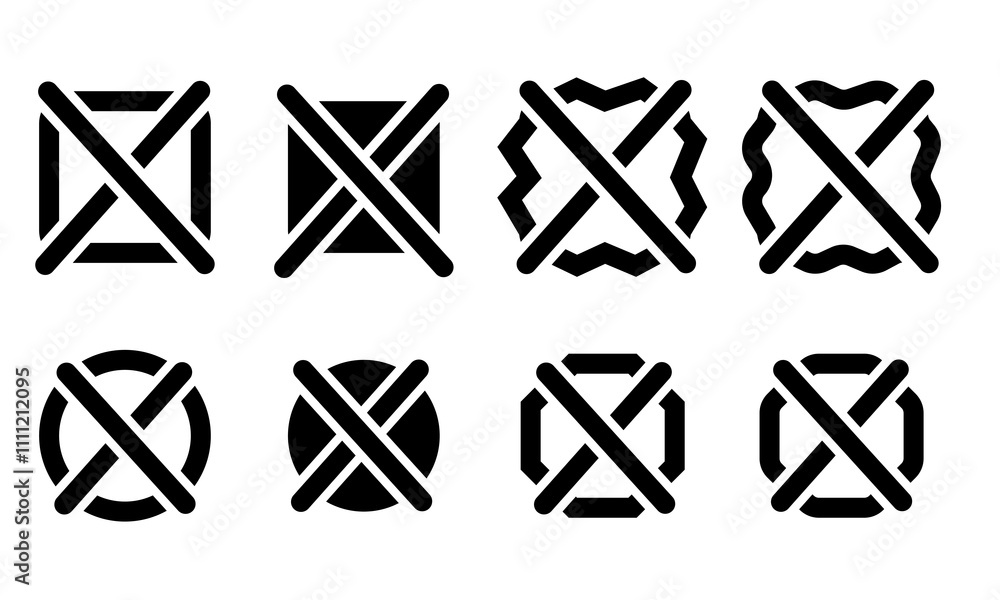 Poster set cross on different background square and round vector icons of crosses