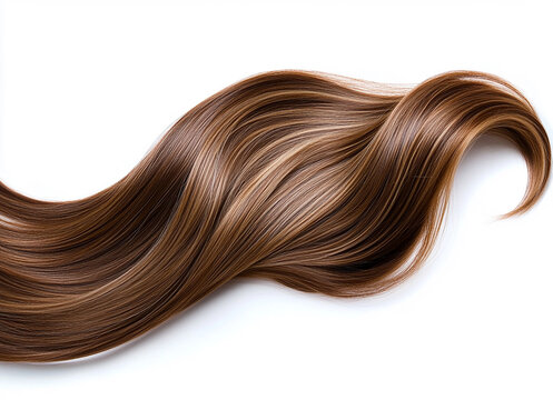 Brown hair flowing on white background