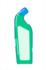 Green Detergent Bottle Illustration. Essential Cleaning Tools for Household.