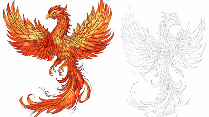 Fototapeta premium Realistic phoenix fire bird. Phoenix. Illustration