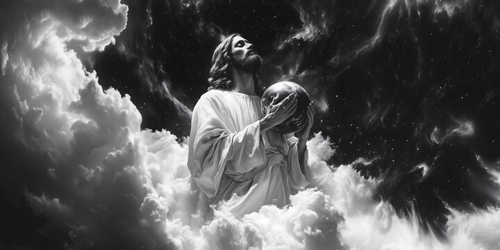 Jesus the king of the universe interceding for humanity. Jesus o rei do universo intercedendo 