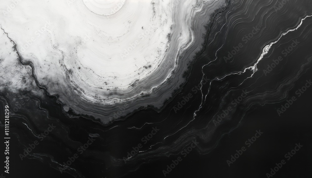 Poster abstract artistic design. deep black, white colors create elegant, textured surface. stains, wavy pa