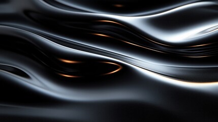 Abstract glossy black metal texture with subtle wavy lines. Smooth surface reflects light beautifully. Modern, striking look. Ideal for tech backgrounds websites product design. Sophisticated,