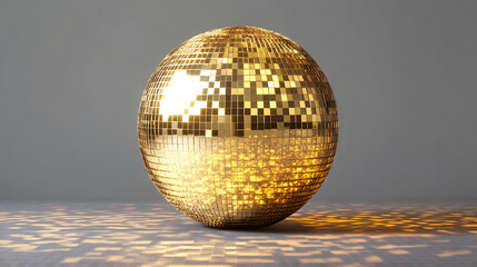Golden Disco Ball Reflecting Light in an Elegant Setting for Parties and Events