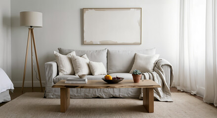 Obraz premium living interior with white wall paint