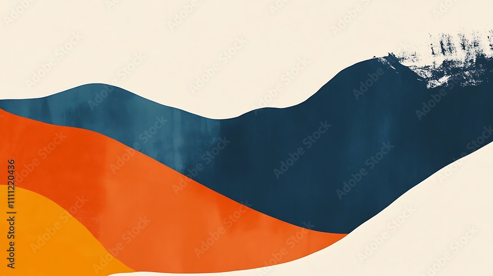 Poster abstract wavy shapes in warm and cool colors create a modern artistic composition.
