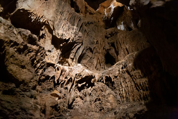 Natural rock formations in Balcarka cave, one of cave in long karst canyon of Suchy zleb of...
