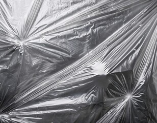 Obraz premium Crinkled plastic wrap texture on black background,