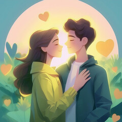 couple kissing in the park