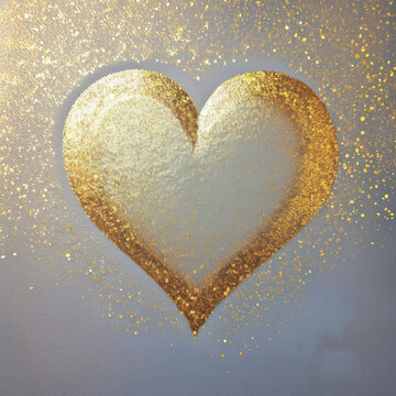 golden heart on the background of the paper