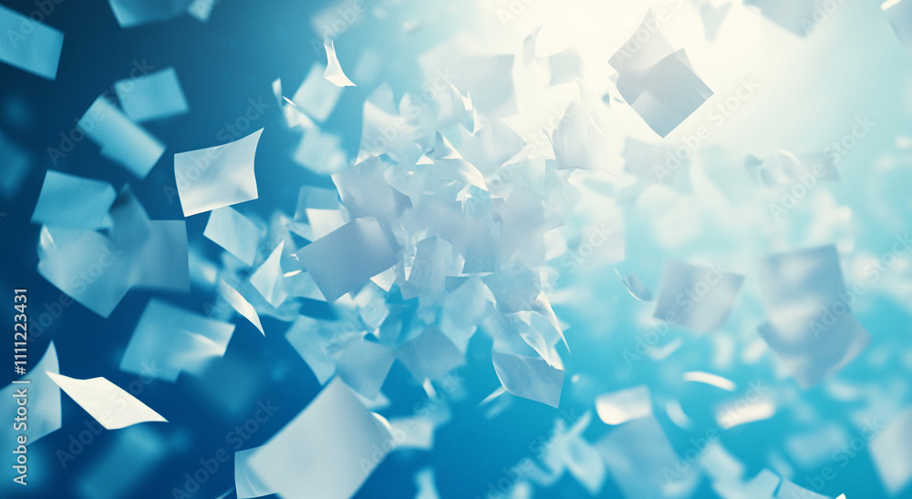 Aufkleber abstract representation of scattered papers flowing in blue light during daytime event