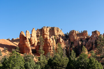 Bryce Canyon National Park in southern Utah, USA, June 3, 2023. 
Bryce Canyon National Park is known for crimson-colored hoodoos, which are spire-shaped rock formations. 
