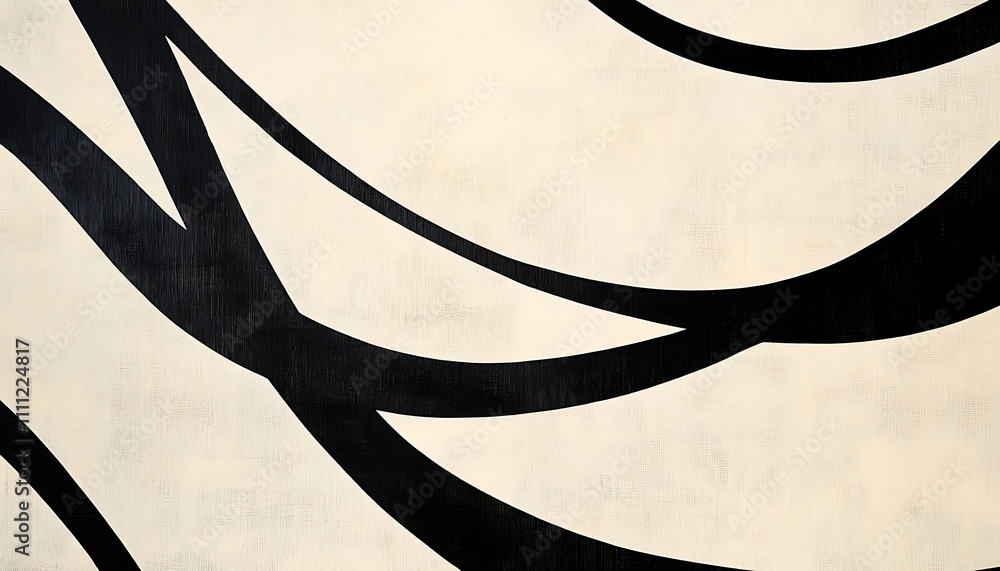 Poster abstract black lines on a light background create a dynamic visual flow.