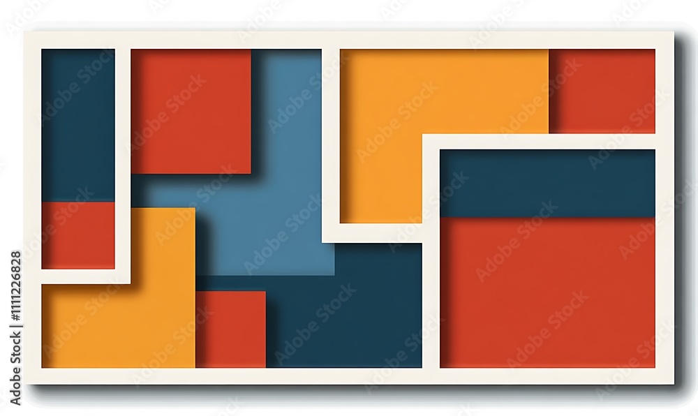 Aufkleber a colorful abstract composition featuring geometric shapes in various colors and arrangements.