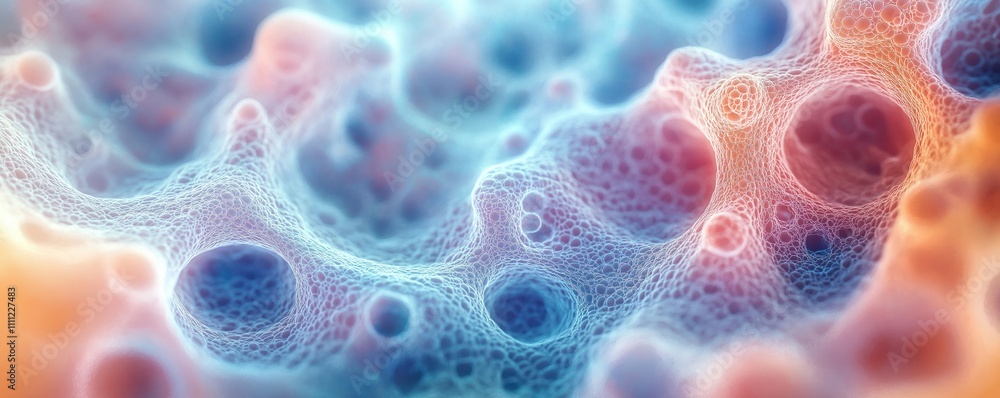 Poster microscopic vesicles appear magnified. thin lipid bilayer structure. mini cellular membrane. complex