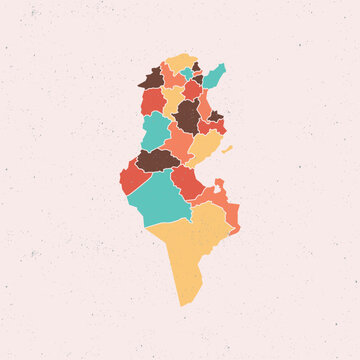recommend clip art: tunisia color vintage icon map. Vintage tunisia map with regions isolated on white background. Vector illustration North Africa