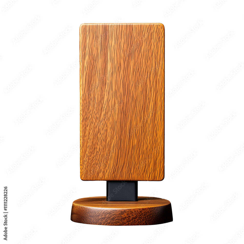 Poster wooden display stand with a sleek design on a transparent background
