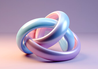 Fototapeta premium Abstract iridescent shape, 3d render