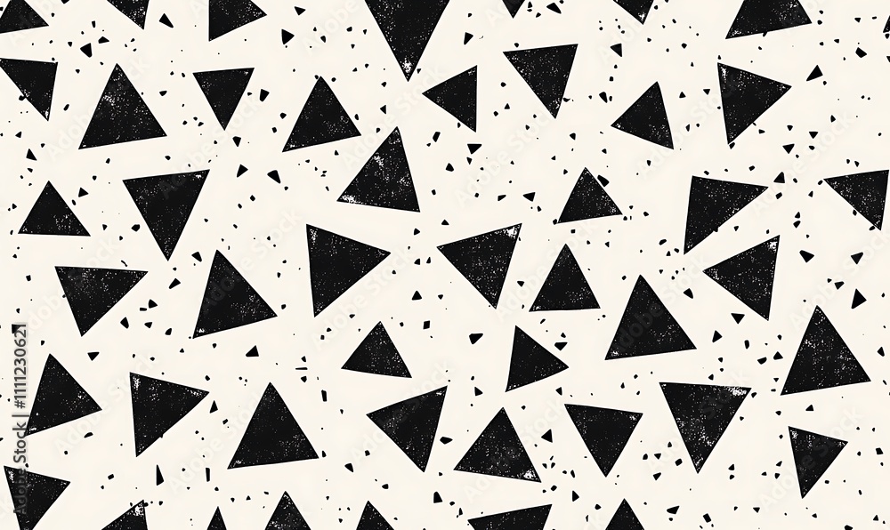 Poster abstract pattern of black triangles on a light background, suitable for graphic design.