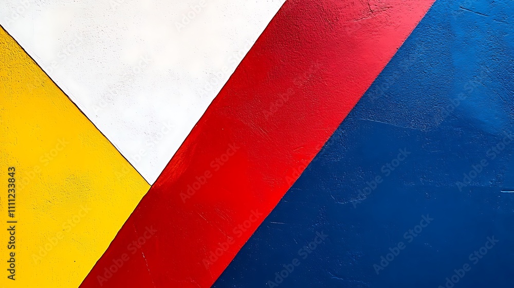 Poster abstract geometric design featuring bold colors in a diagonal layout.