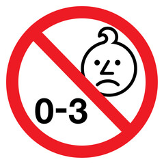 Vector graphic of age warning sign indicating the toy or product is not suitable for children under 3 years old