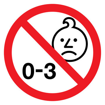 Vector graphic of age warning sign indicating the toy or product is not suitable for children under 3 years old