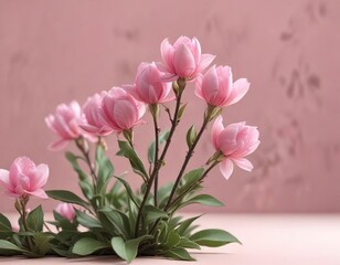 Obraz premium Pink flower buds against a soft pink backdrop, background, petals