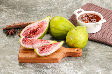 Tropical exotic green fig with cut