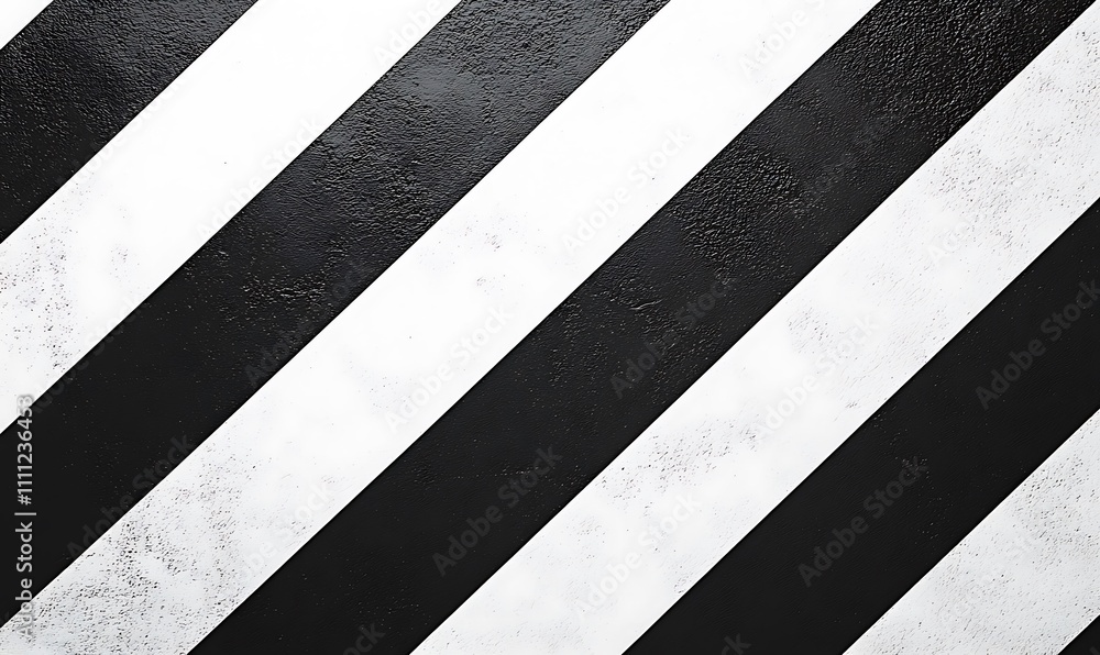 Poster a diagonal pattern of black and white stripes on a textured surface.