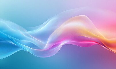 Fototapeta premium Abstract wave design with soft gradients in blue, pink, and orange hues.