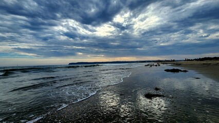Beautiful sunset at beach in California