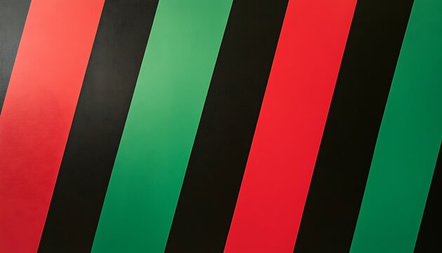 Abstract artwork featuring diagonal stripes in red, green, and black.