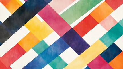 Fototapeta premium A vibrant abstract design featuring intersecting colorful stripes and shapes.