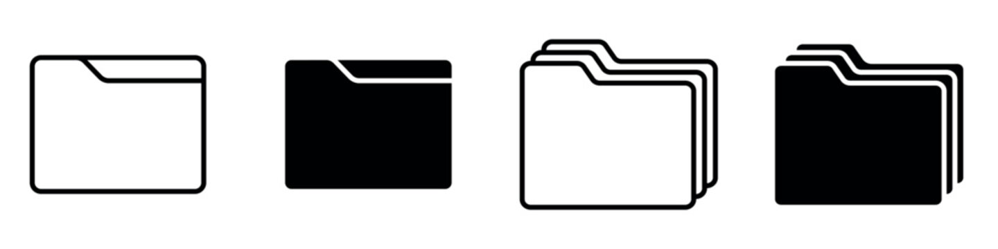 folder icon set vector. Folder icon set. Vector illustration. open folder icon, file document archive icon sign - data storage folder file document icon button.