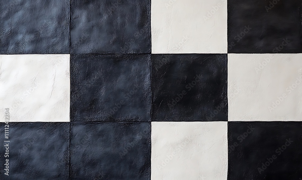 Aufkleber a checkered pattern of black and white tiles arranged in a grid formation.