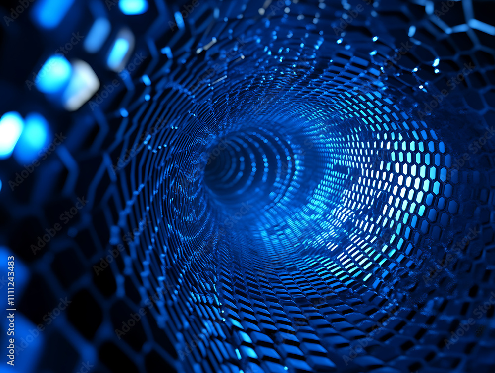 Poster blue geometric shape abstract technology background with hexagons and circles