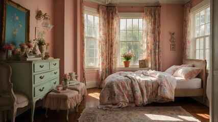 Interior detail of beautiful girl's room