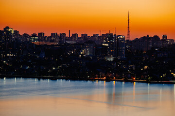 Voronezh skyline at crimson sunset