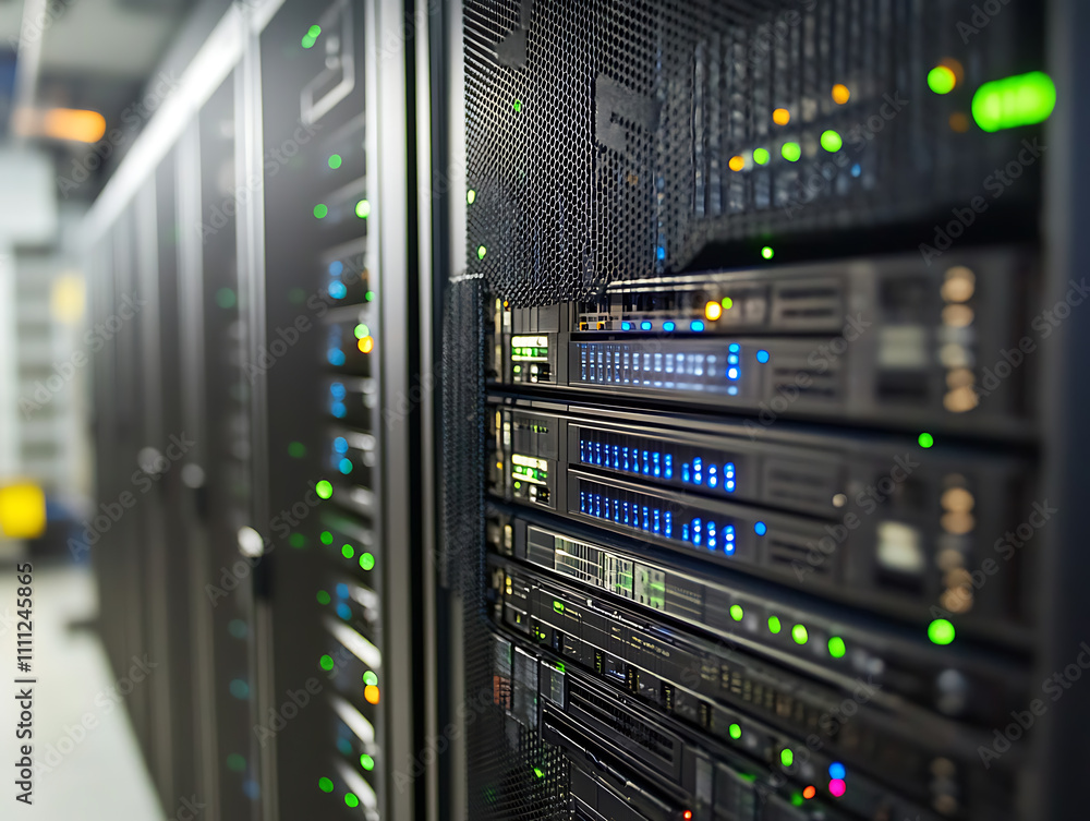 Poster close-up, seamless transfer and storage of big data on the internet, capturing the essence of cloud 