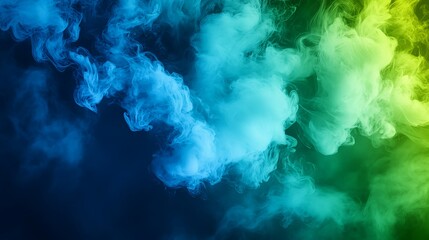 Obraz premium Abstract colorful smoke patterns in shades of blue, green, and yellow.