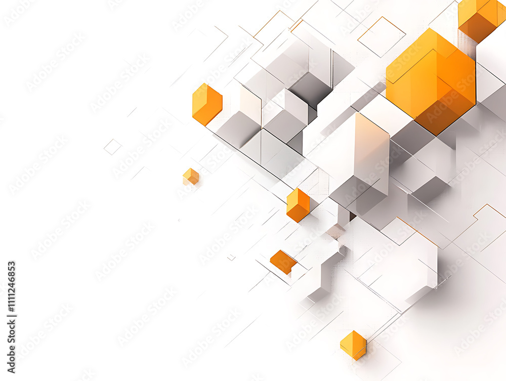 Poster abstract digital geometric cubes background with copy space
