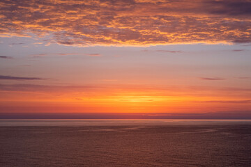 Beautiful sunrise on the Black Sea coast. Golden hour. Kurortne. Odessa region. Ukraine.